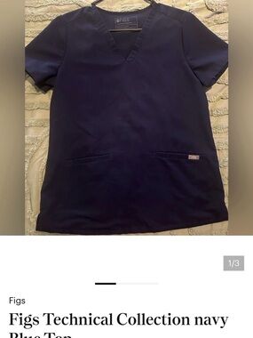 Figs Navy V-Neck Technical Scrub Top